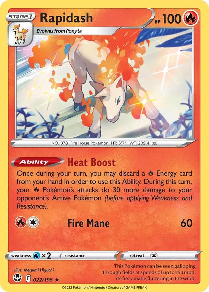 2022 Silver Tempest Rapidash Rare Holo #022/195 Rare Holo card image