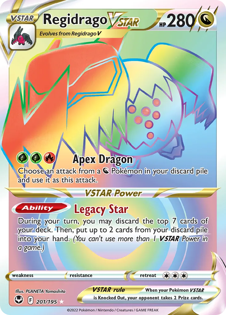 2022 Silver Tempest Regidrago VSTAR #201/195 Rare Rainbow card image
