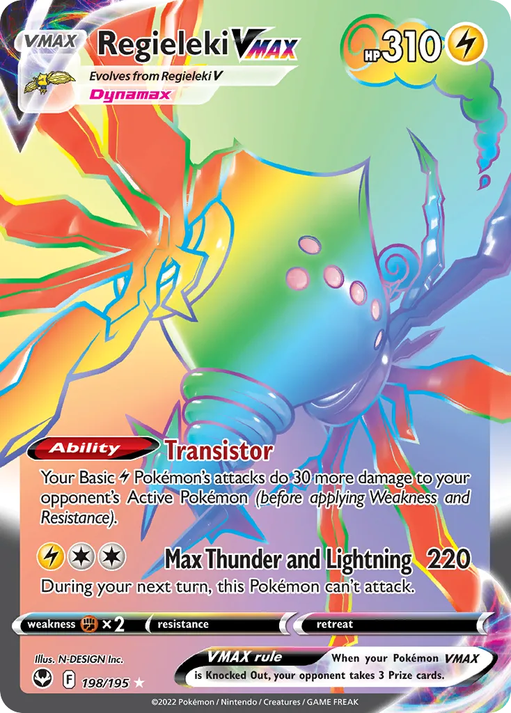 2022 Silver Tempest Regieleki VMAX #058/195 Rare Holo VMAX card image