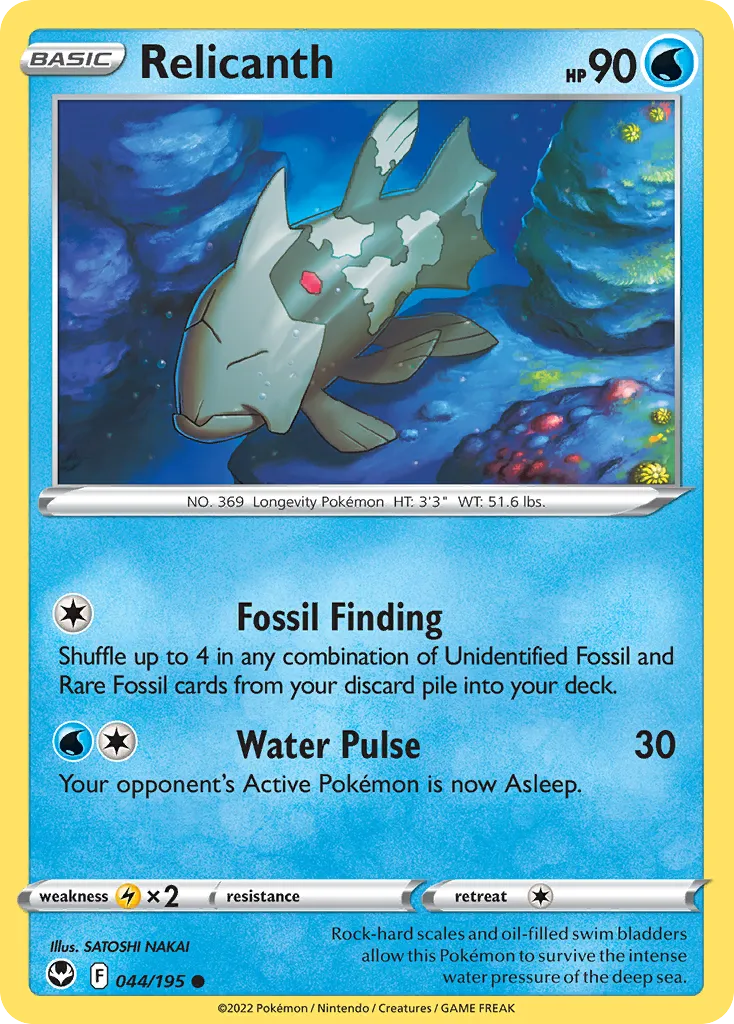2022 Silver Tempest Relicanth Common #044/195 Common card image