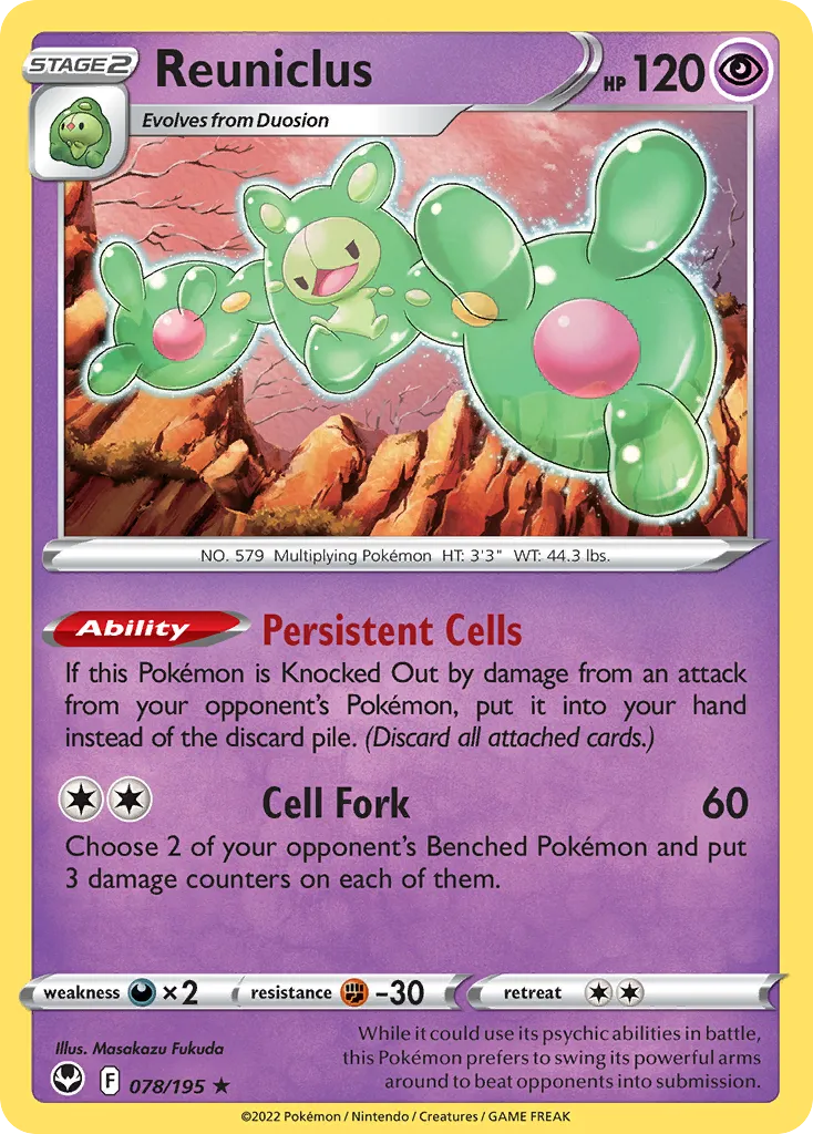 2022 Silver Tempest Reuniclus Rare Holo #078/195 Rare Holo card image