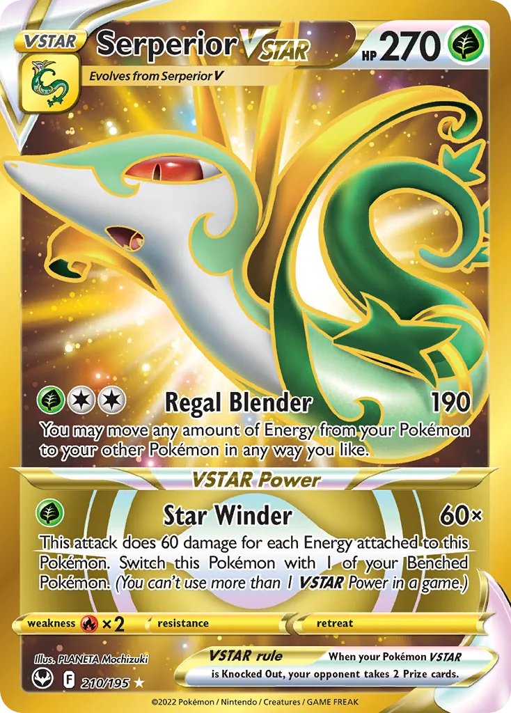 2022 Silver Tempest Serperior VSTAR #196/195 Rare Rainbow card image