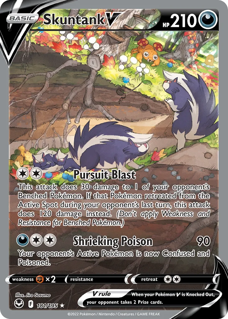 2022 Silver Tempest Skuntank V Rare Holo V #108/195 Rare Holo V card image