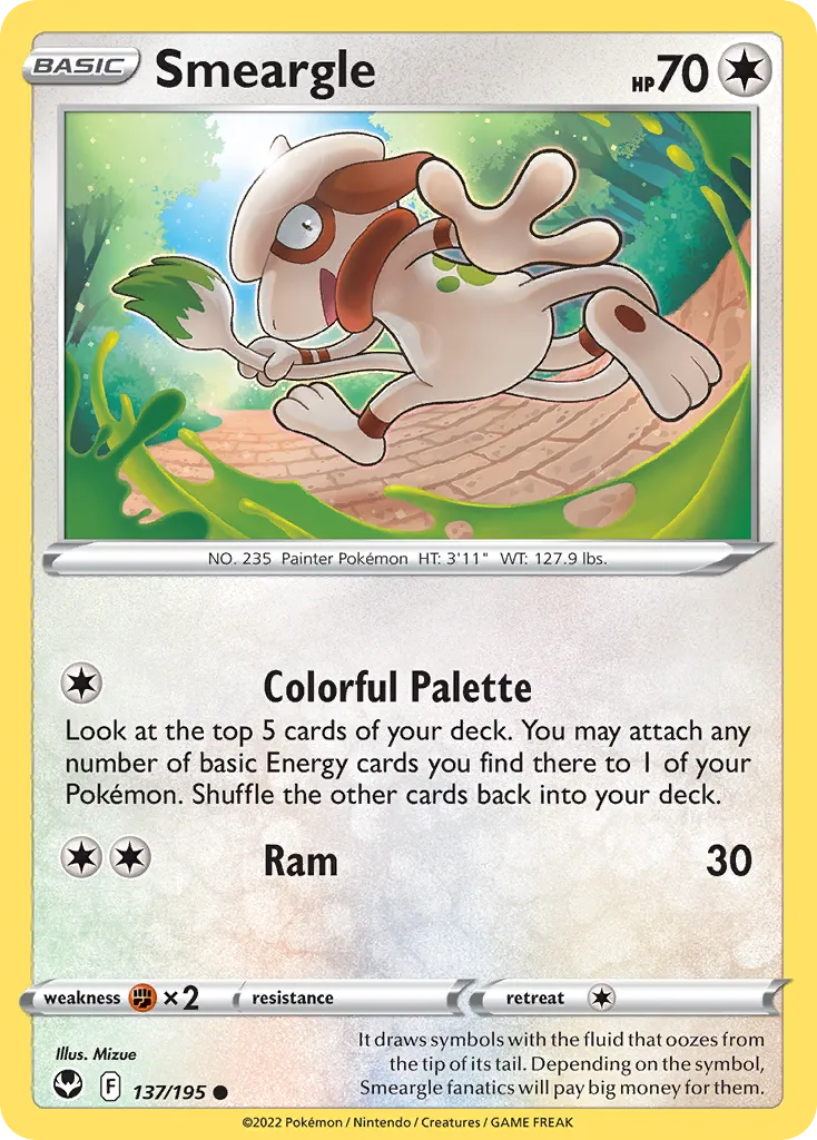 2022 Silver Tempest Smeargle Common #137/195 Common card image