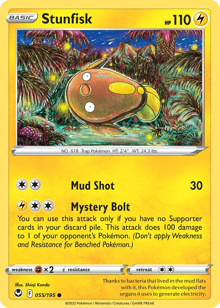 2022 Silver Tempest Stunfisk Common #055/195 Common card image
