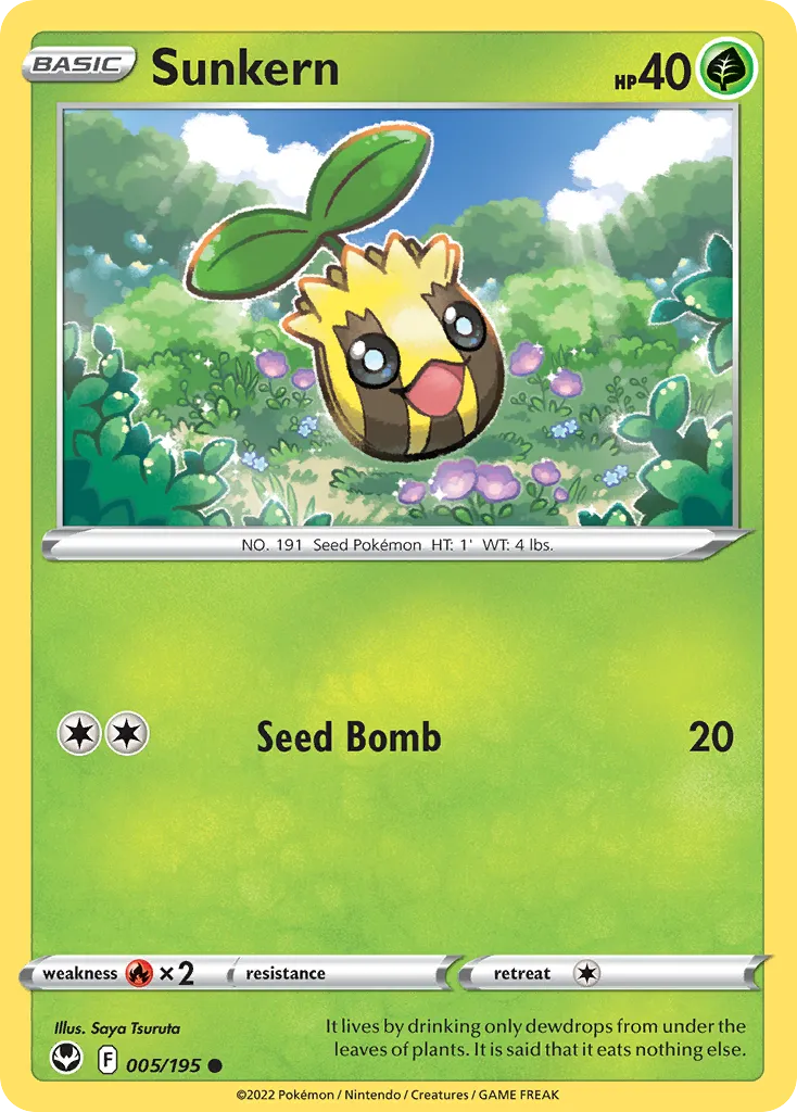 2022 Silver Tempest Sunkern Common #005/195 Common card image