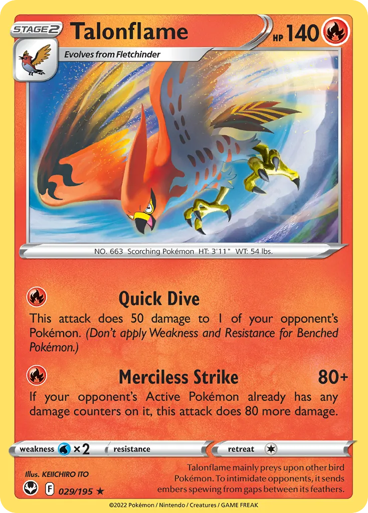 2022 Silver Tempest Talonflame #029/195 Rare card image