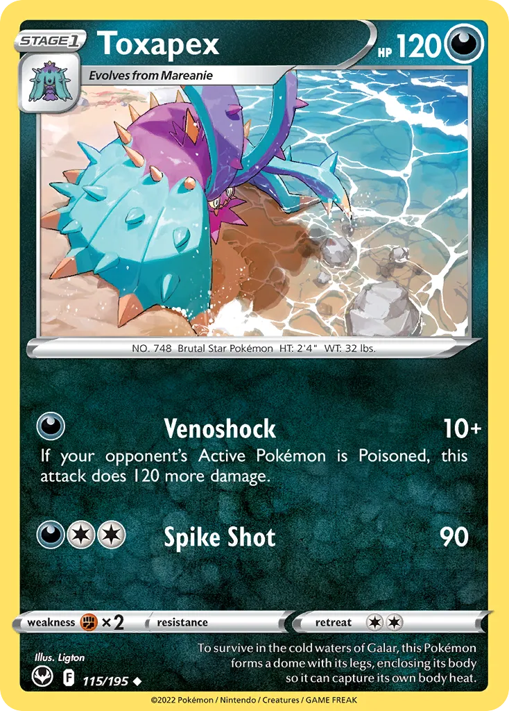 2022 Silver Tempest Toxapex #115/195 Uncommon card image