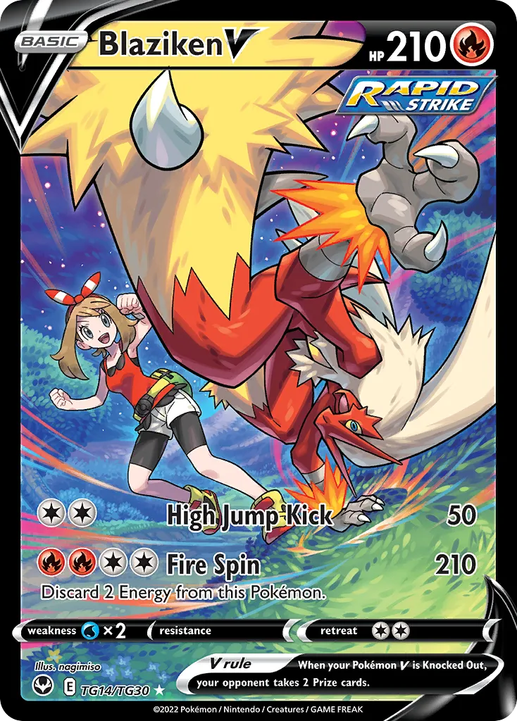 2022 Silver Tempest Trainer Gallery Blaziken V Rare Holo V #TG14 Rare Holo V card image