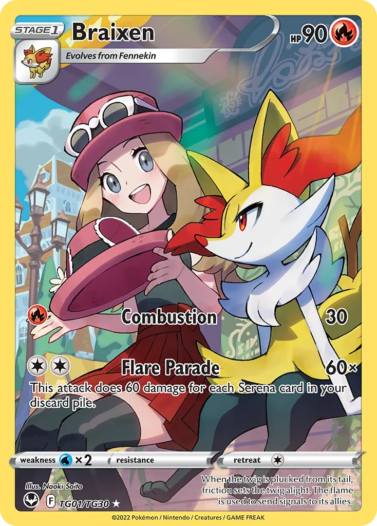 2022 Silver Tempest Trainer Gallery Braixen Trainer Gallery Rare Holo #TG01 Trainer Gallery Rare Holo card image