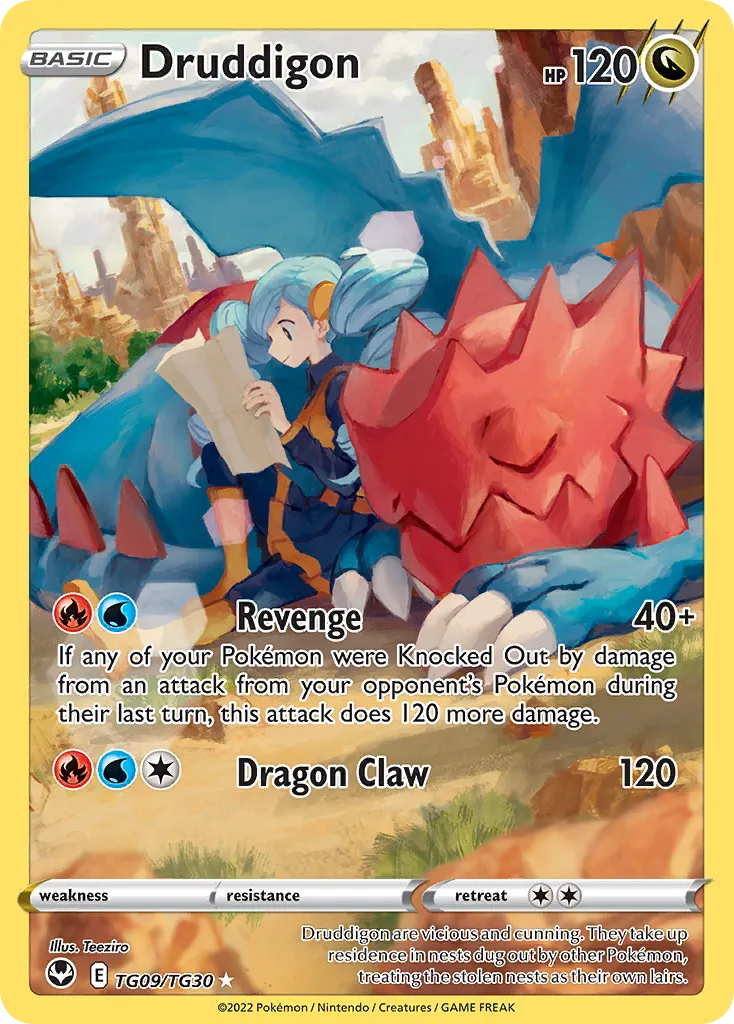 2022 Silver Tempest Trainer Gallery Druddigon Trainer Gallery Rare Holo #TG09 Trainer Gallery Rare Holo card image