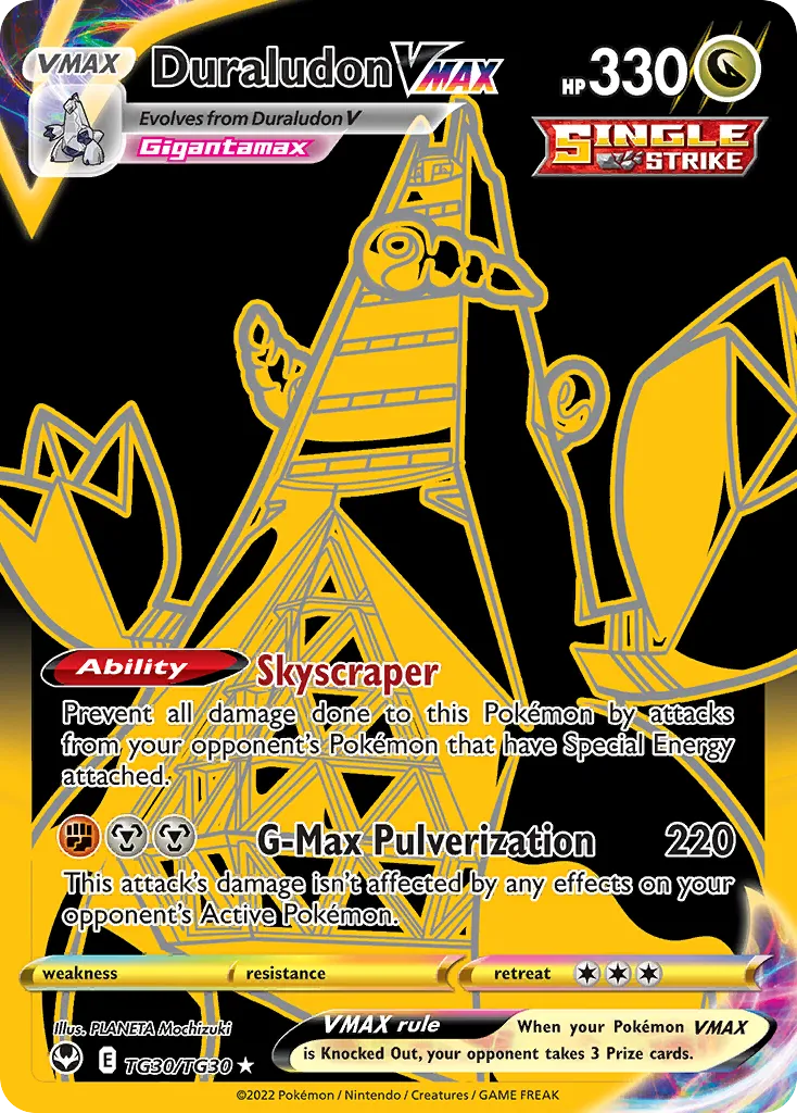 2022 Silver Tempest Trainer Gallery Duraludon VMAX #TG30 Rare Secret card image