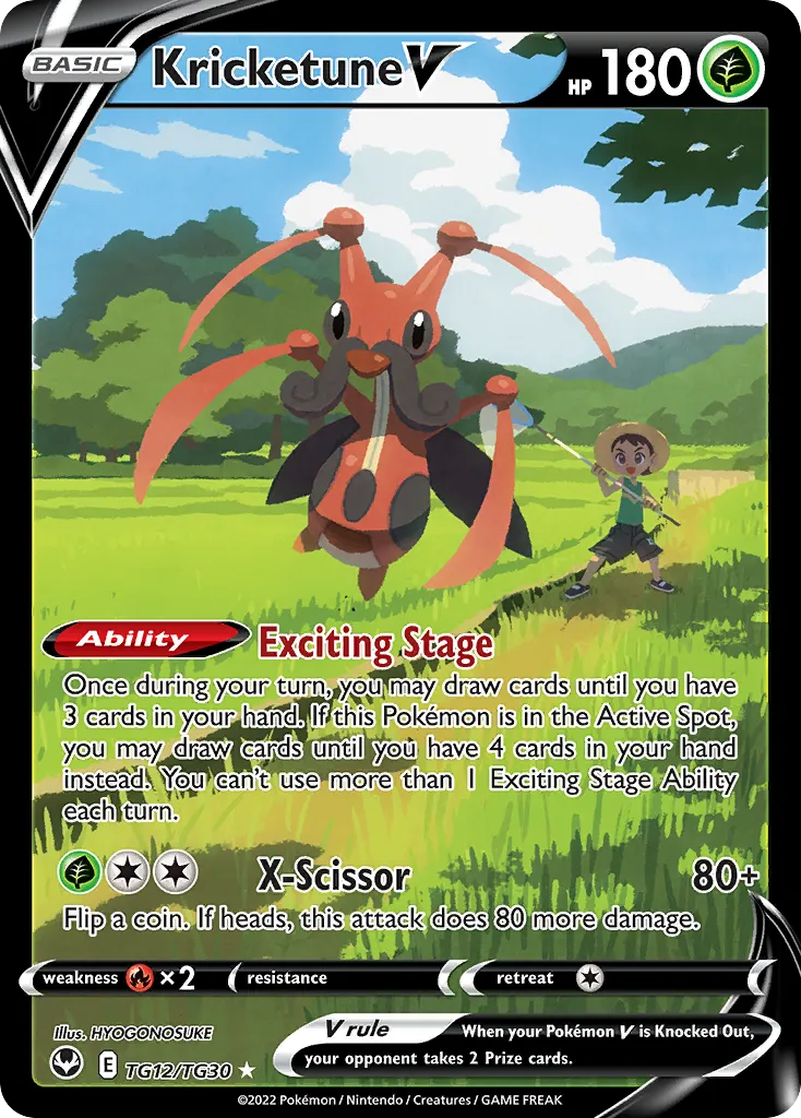 2022 Silver Tempest Trainer Gallery Kricketune V Rare Holo V #TG12 Rare Holo V card image