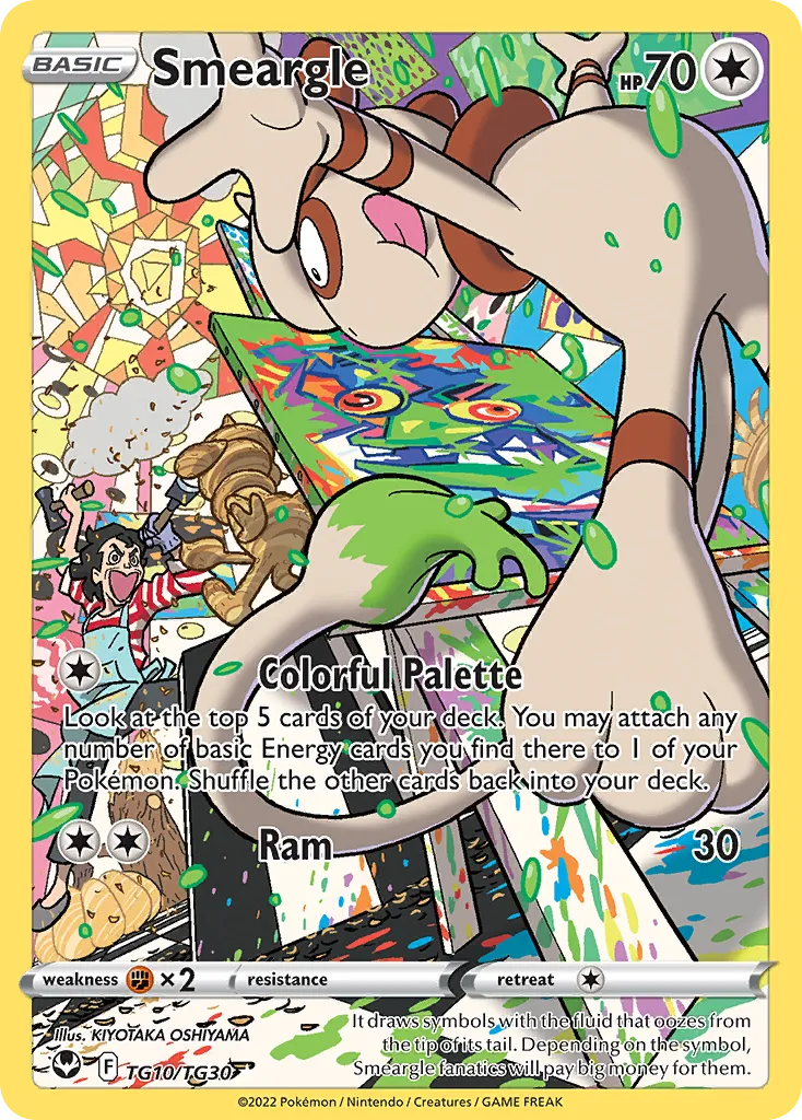 2022 Silver Tempest Trainer Gallery Smeargle Trainer Gallery Rare Holo #TG10 Trainer Gallery Rare Holo card image