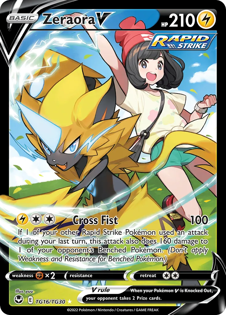 2022 Silver Tempest Trainer Gallery Zeraora V Rare Holo V #TG16 Rare Holo V card image