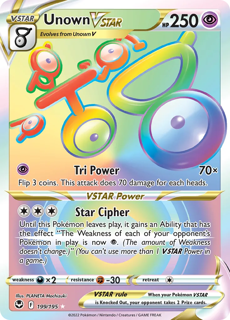 2022 Silver Tempest Unown VSTAR Rare Holo VSTAR #066/195 Rare Holo VSTAR card image
