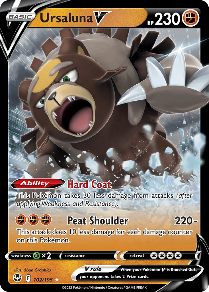 2022 Silver Tempest Ursaluna V Rare Holo V #102/195 Rare Holo V card image