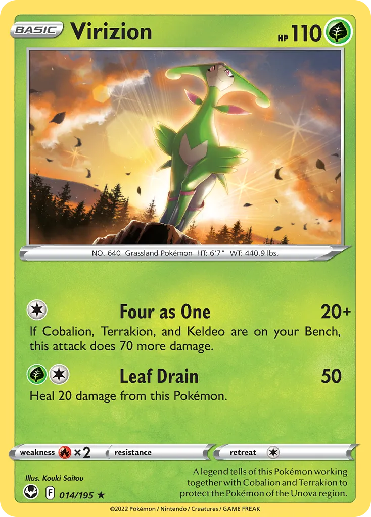 2022 Silver Tempest Virizion #014/195 Rare card image