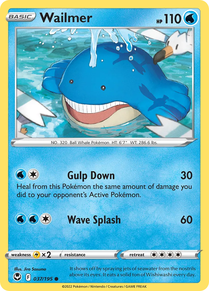 2022 Silver Tempest Wailmer Common #037/195 Common card image