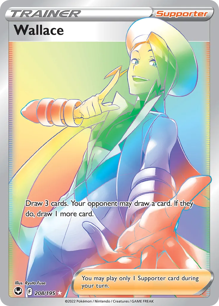 2022 Silver Tempest Wallace #208/195 Rare Rainbow card image