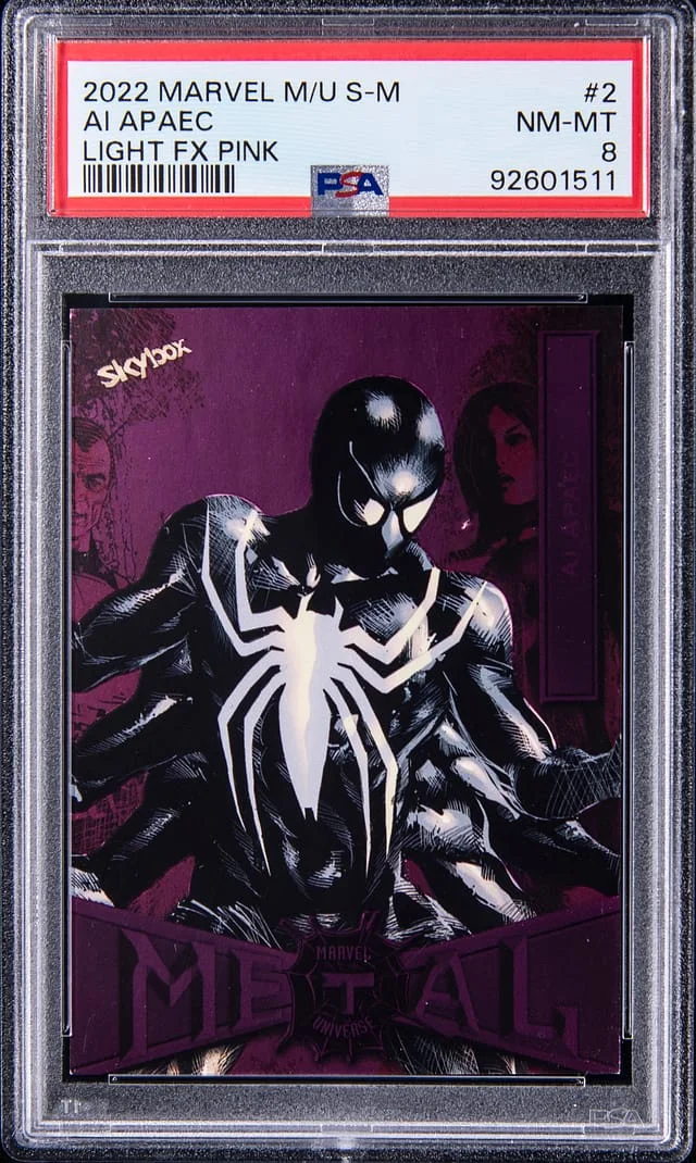 2022 SkyBox Al Apaec Marvel Metal Universe Spider-Man Light FX Pink #2 card image