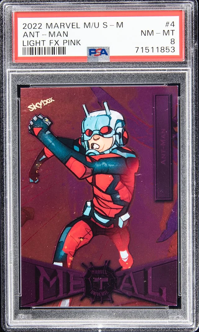 2022 SkyBox Ant-Man Marvel Metal Universe Spider-Man Light FX Pink #4 card image