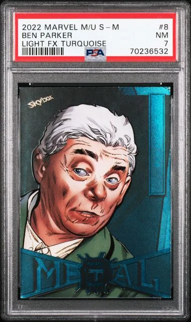 2022 SkyBox Ben Parker Marvel Metal Universe Spider-Man Light FX Turquoise #8 card image