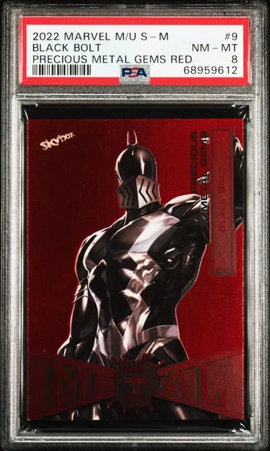 2022 SkyBox Black Bolt Marvel Metal Universe Spider-Man Precious Metal Gems (PMG) Red #9 card image
