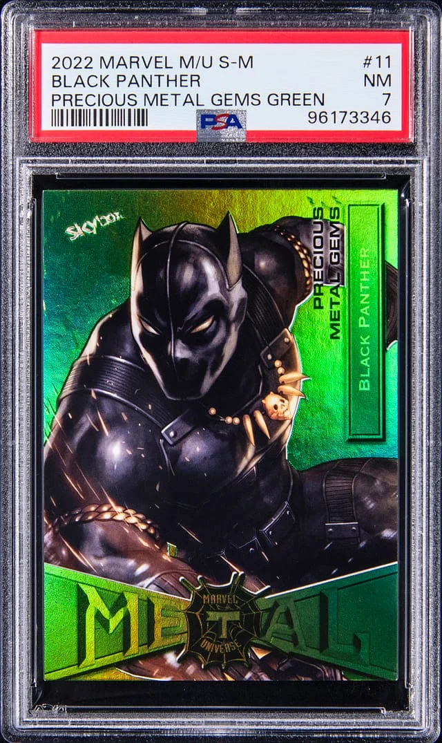 2022 SkyBox Black Panther Marvel Metal Universe Spider-Man Precious Metal Gems (PMG) Green #11 card image