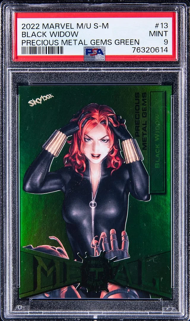 2022 SkyBox Black Widow Marvel Metal Universe Spider-Man Precious Metal Gems (PMG) Green #13 card image