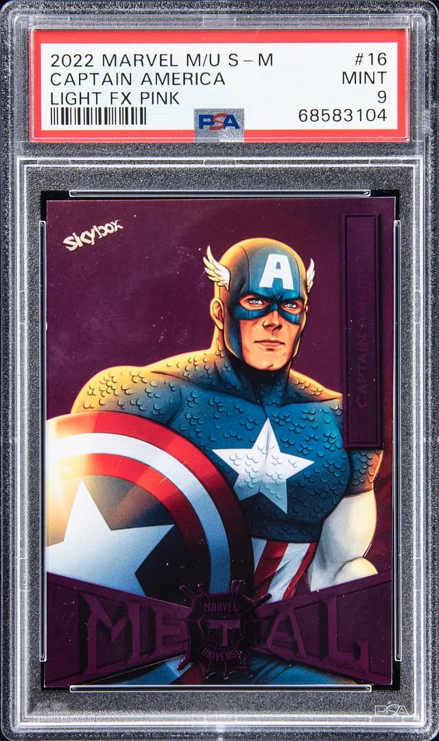 2022 SkyBox Captain America Marvel Metal Universe Spider-Man Light FX Pink #16 card image