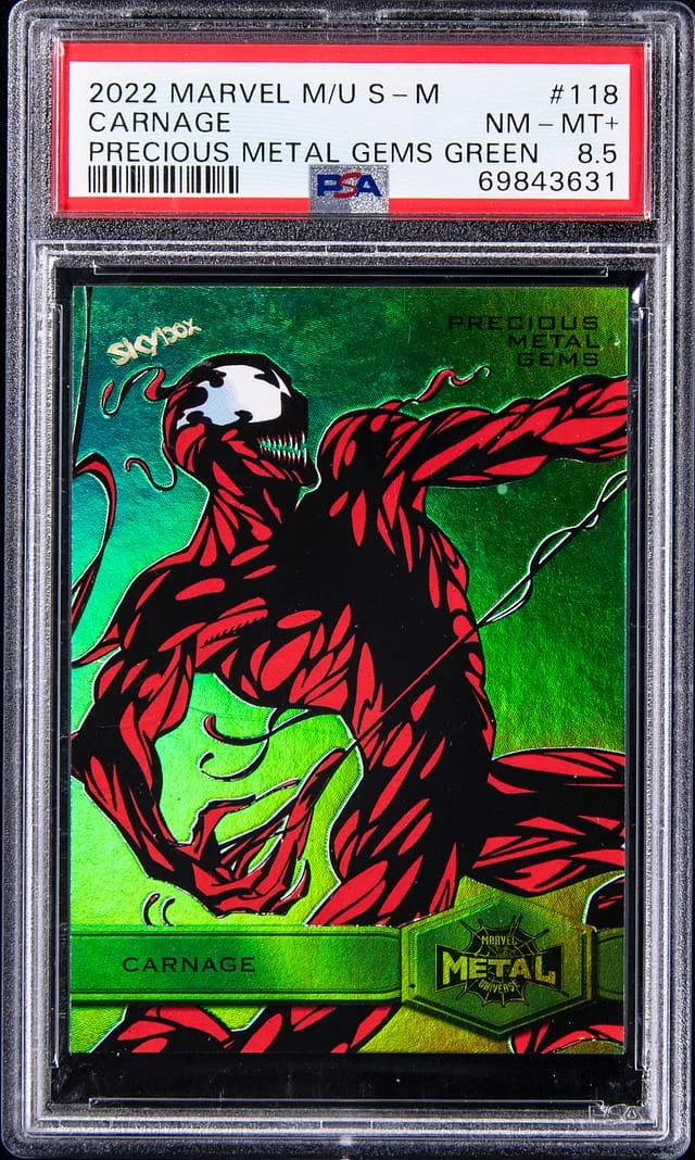 2022 SkyBox Carnage Marvel Metal Universe Spider-Man Precious Metal Gems (PMG) Green #118 card image