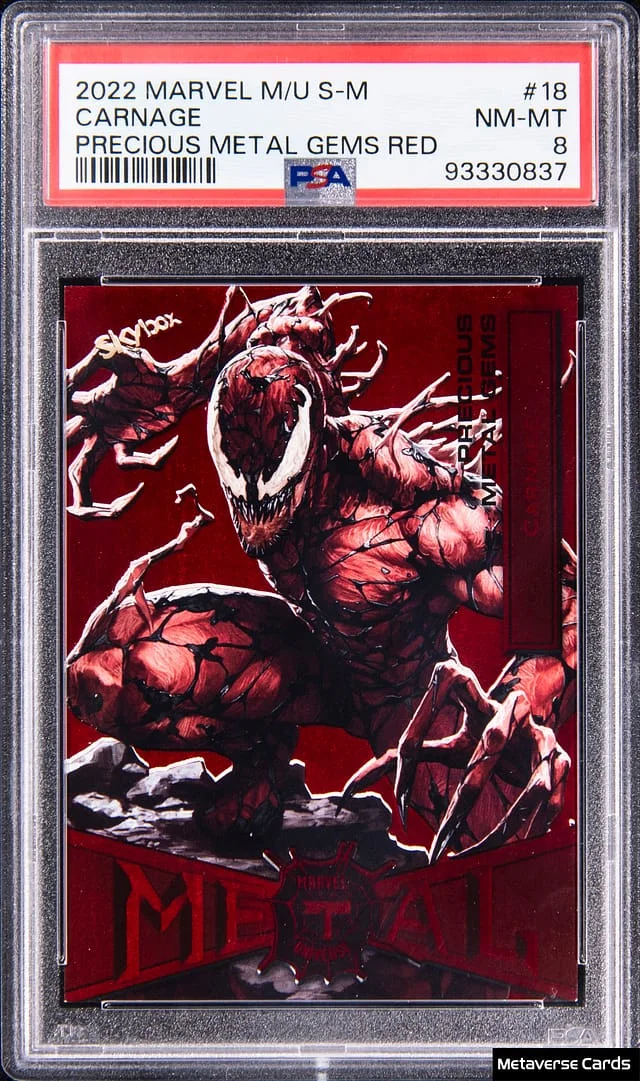 2022 SkyBox Carnage Marvel Metal Universe Spider-Man Precious Metal Gems (PMG) Red #18 card image