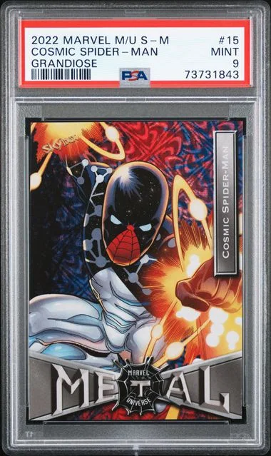 2022 SkyBox Cosmic Spider-Man Marvel Metal Universe Spider-Man Grandiose #15 card image
