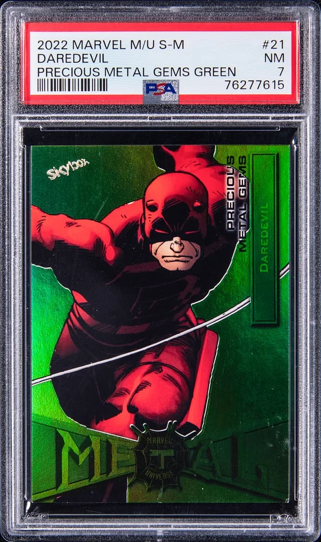 2022 SkyBox Daredevil Marvel Metal Universe Spider-Man Precious Metal Gems (PMG) Green #21 card image