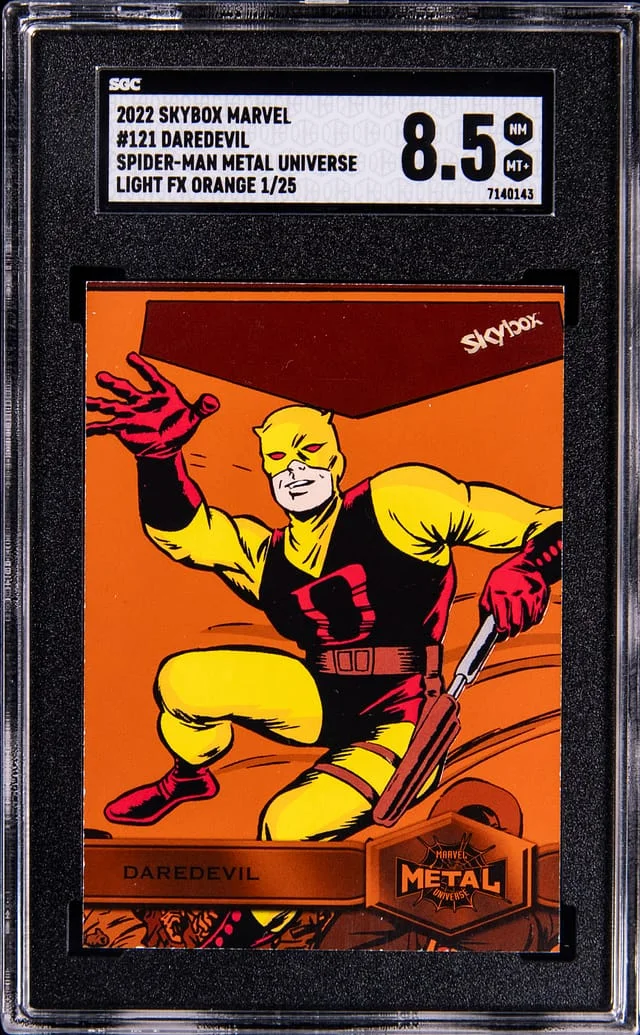 2022 SkyBox Daredevil Marvel Spider-Man Metal Universe Light FX Orange #3121 card image