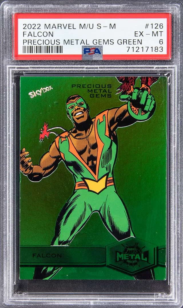 2022 SkyBox Falcon Marvel Metal Universe Spider-Man Precious Metal Gems Green #126 card image
