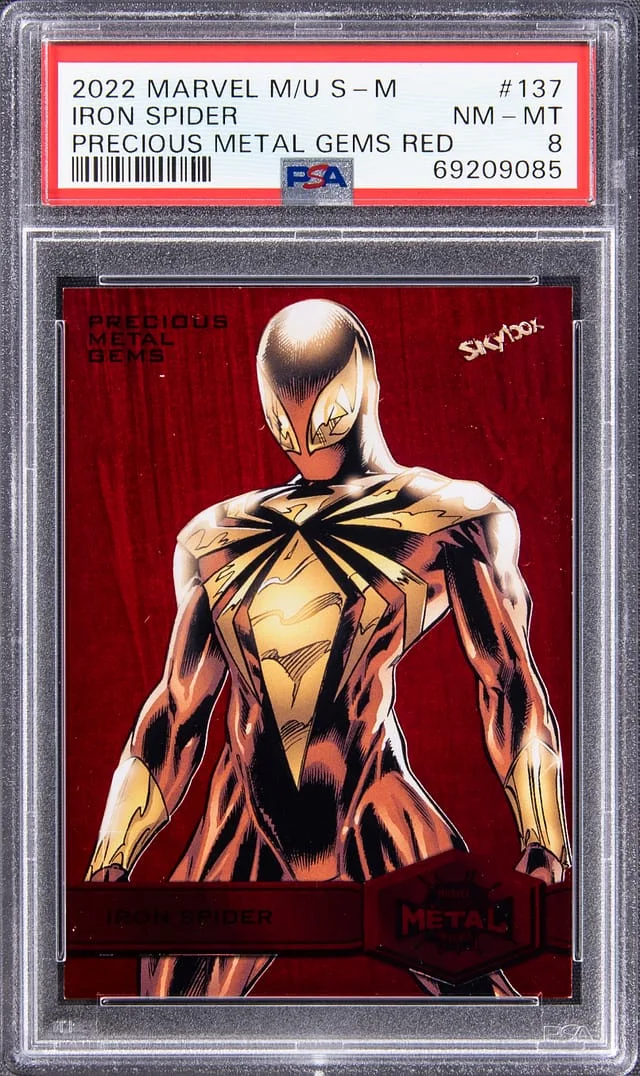 2022 SkyBox Iron Spider Marvel Metal Universe Spider-Man Precious Metal Gems (PMG) Red #137 card image