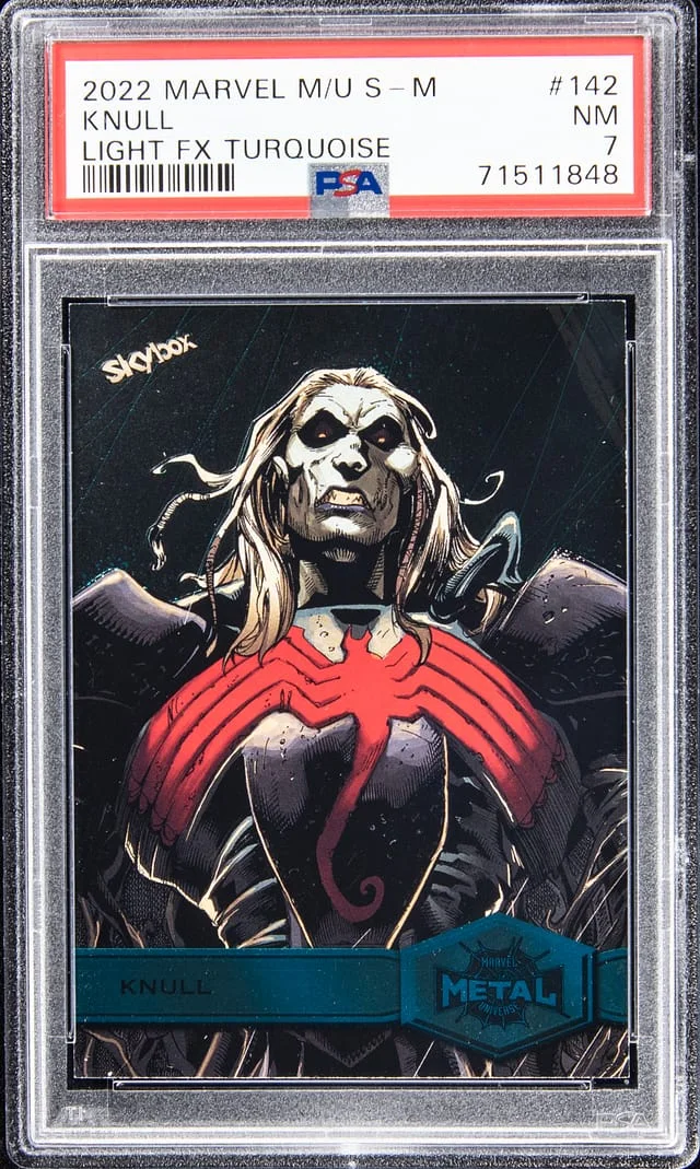 2022 SkyBox Knull Marvel Metal Universe Spider-Man Light FX Turquoise #142 card image
