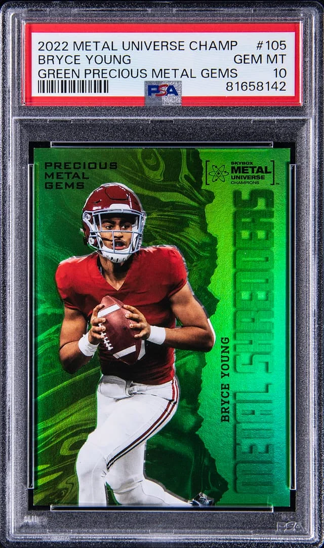 2022 SkyBox Metal Universe Champions Bryce Young Precious Metal Gems (PMG) Green #105 card image