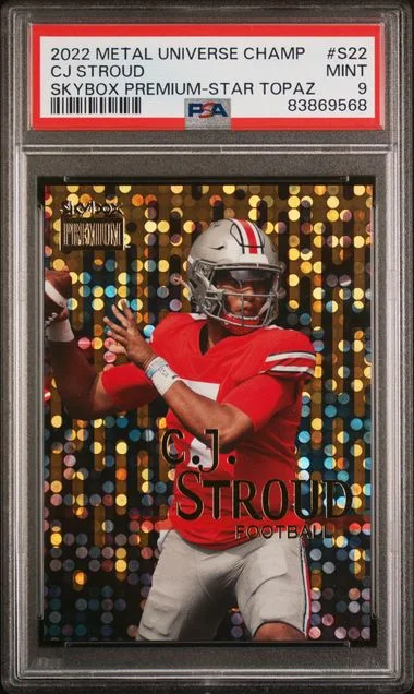 2022 SkyBox Metal Universe Champions CJ Stroud Skybox Premium Star Topaz #S22 card image