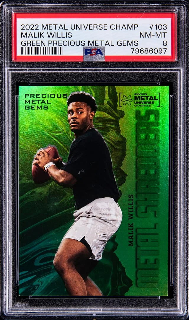 2022 SkyBox Metal Universe Champions Malik Willis Precious Metal Gems-Green #103 card image