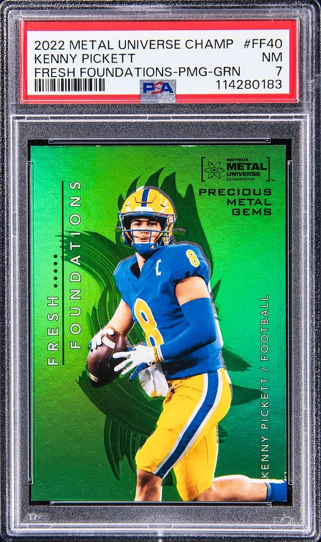 2022 SkyBox Metal Universe Kenny Pickett Champion Fresh Foundations Precious Metal Gems (PMG) Green #FF40 card image