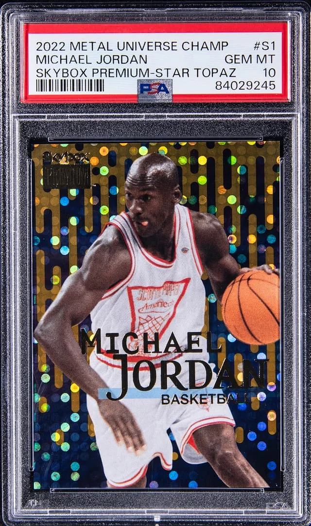 2022 SkyBox Metal Universe Michael Jordan Championship Premium Star Topaz #S1 card image