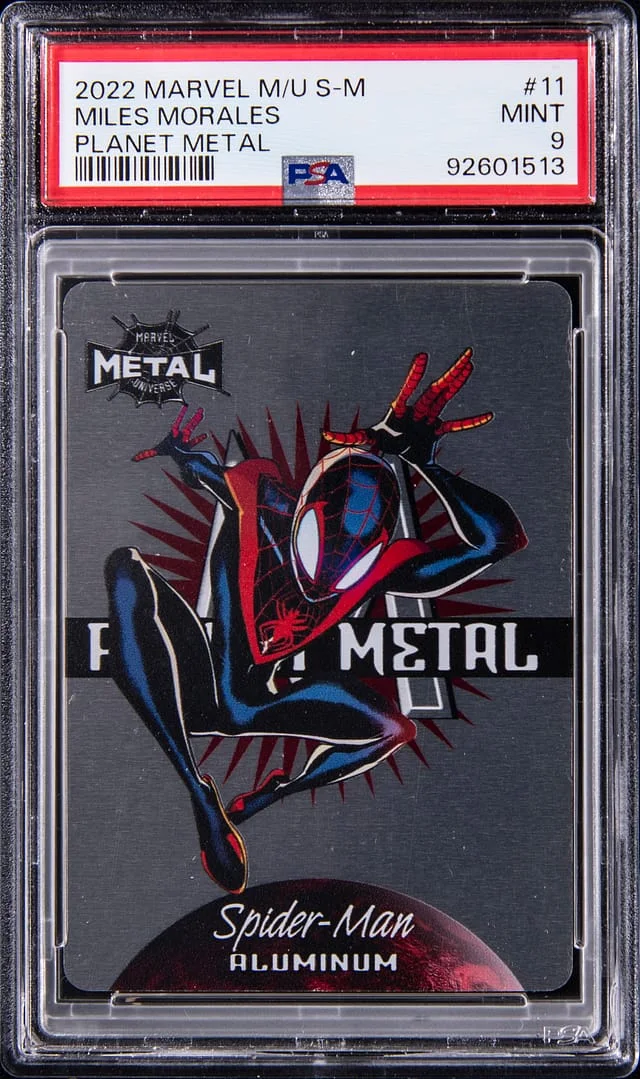 2022 SkyBox Miles Morales Marvel Metal Universe Spider-Man Planet Metal #11 card image