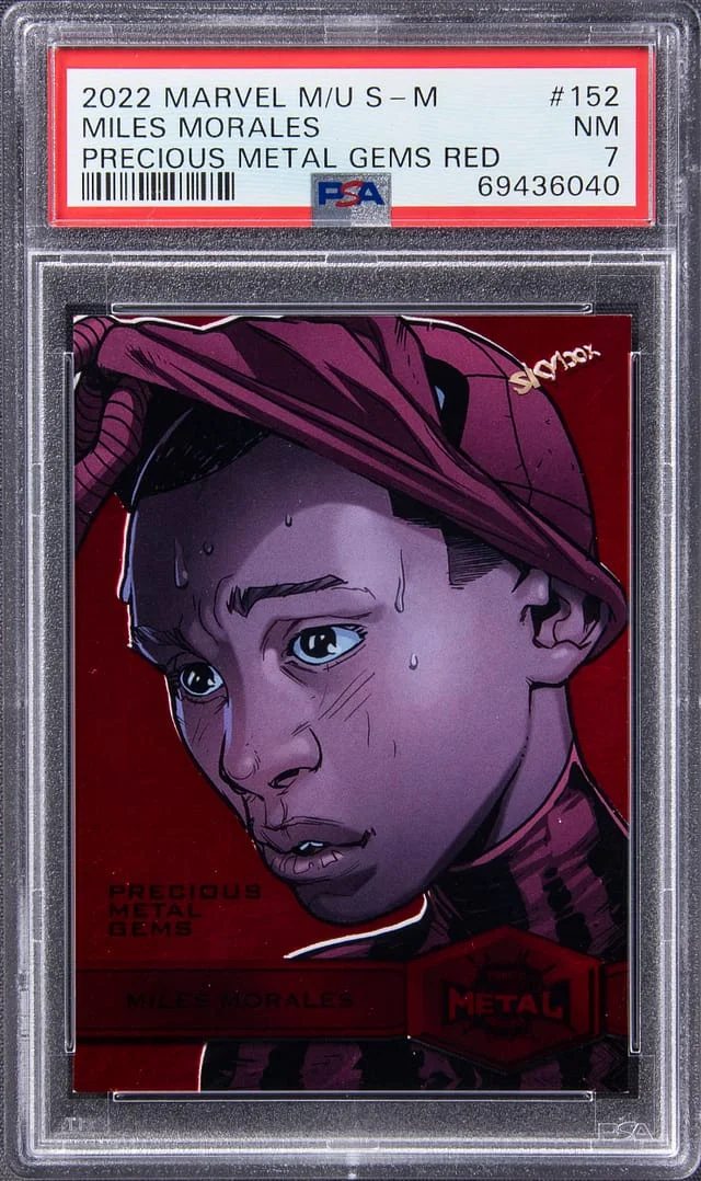 2022 SkyBox Miles Morales Marvel Metal Universe Spider-Man Precious Metal Gems Red #152 card image