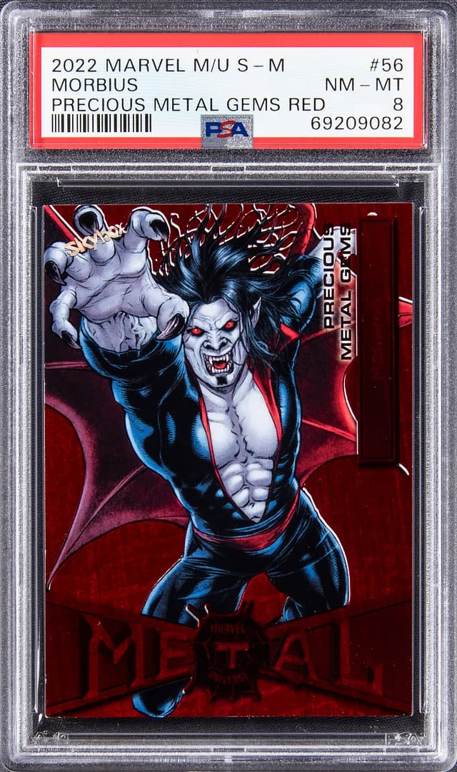 2022 SkyBox Morbius Marvel Metal Universe Spider-Man Precious Metal Gems (PMG) Red #56 card image