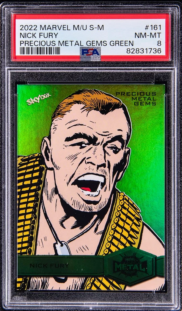 2022 SkyBox Nick Fury Marvel Metal Universe Spider-Man Precious Metal Gems Green #161 card image
