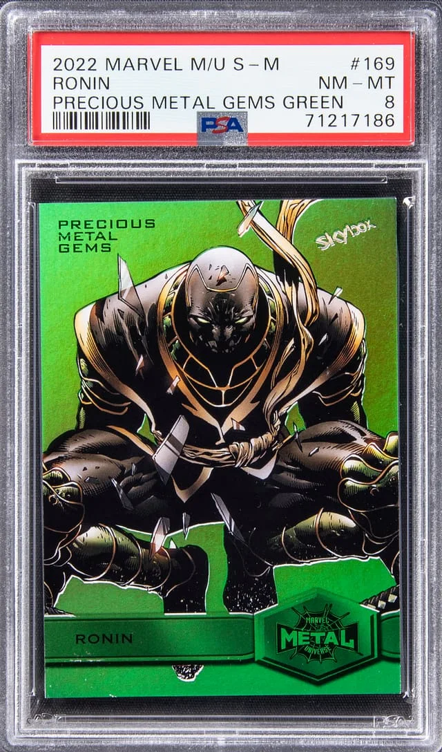 2022 SkyBox Ronin Marvel Metal Universe Spider-Man Precious Metal Gems Green #169 card image