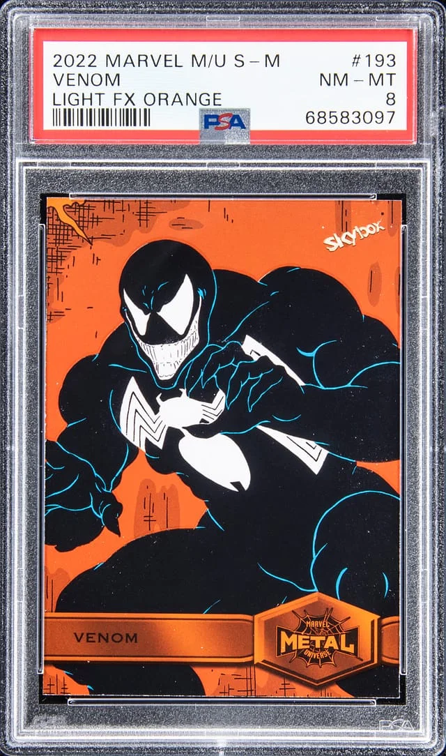 2022 SkyBox Venom Marvel Metal Universe Spider-Man Light FX Orange #193 card image